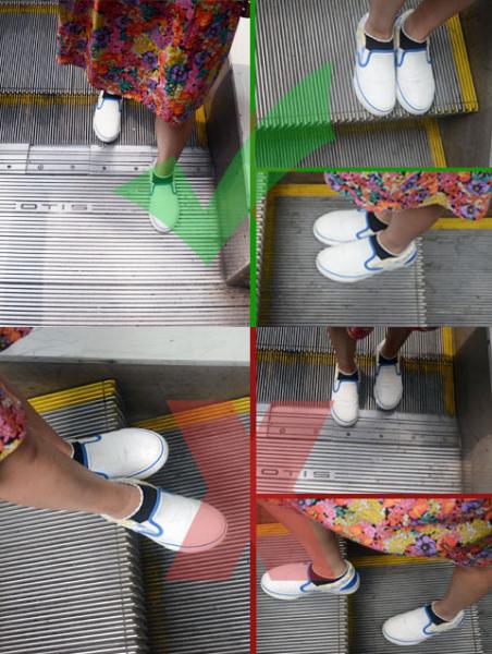 上下地铁扶梯时双脚的正确姿势