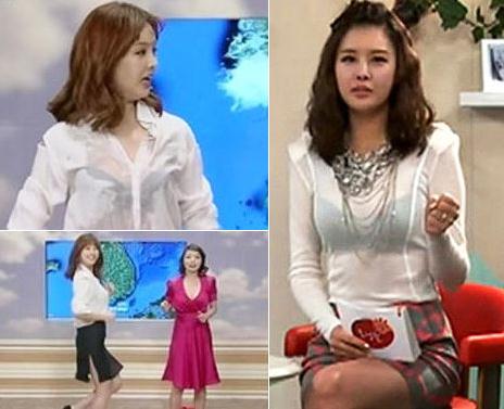 韩国女主播穿肉色内衣播报新闻似裸身，美女主播刘善英个人资料图片