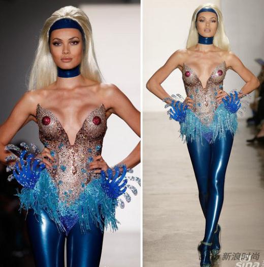 时装周男女模特露肉装-The Blonds秀场:“画龙点睛”不露不行!