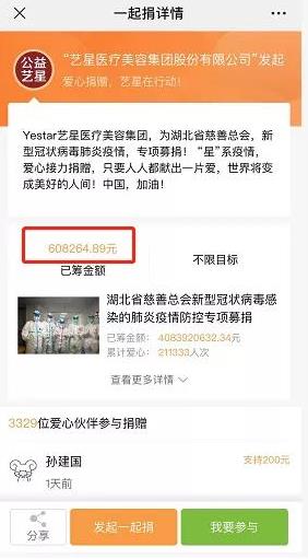 杭州艺星整形医院报道：艺星集团19城联动，23家机构近4000人捐款160万支援武汉战疫